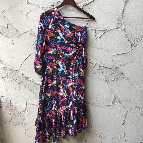 Saloni Lexie Off Shoulder Dress u der knee Floral Dress size 6 - Picture 9 of 13